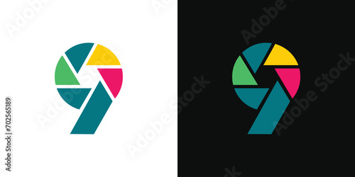   Unique and modern  9 camera logo design