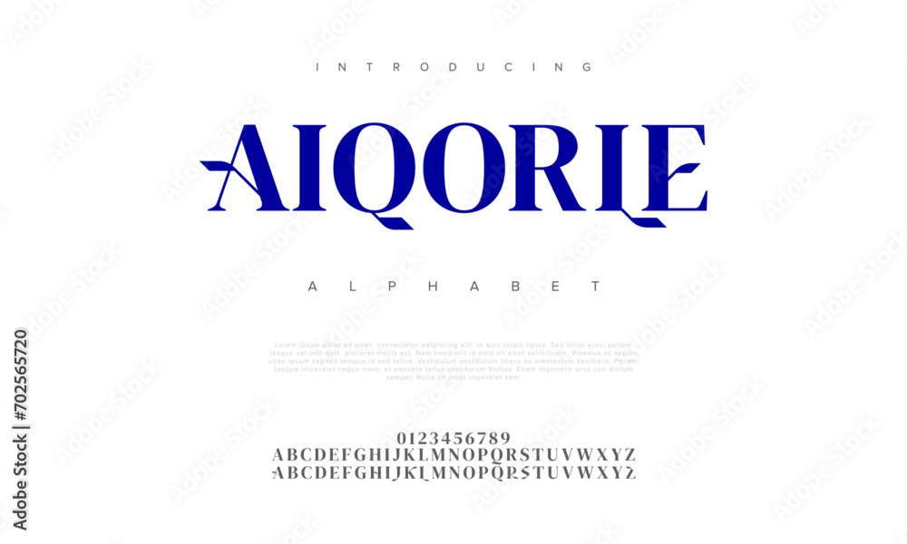 Aiqorle creative modern urban alphabet font. Digital abstract moslem, futuristic, fashion, sport, minimal technology typography. Simple numeric vector illustration