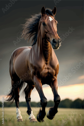 Realistic horse head body photo
