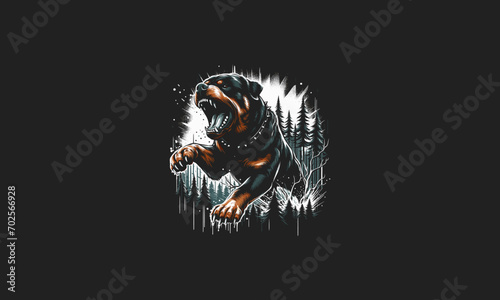 rottweiler angry on forest vector illustration artwork design