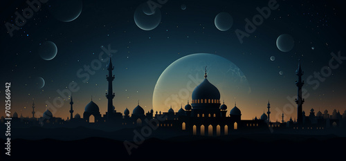 mosque in night sky