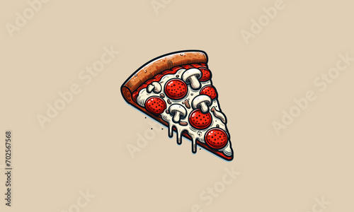 pizza slices topped with mushrooms and cheese vector flat design