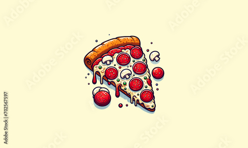 pizza slices topped with mushrooms and cheese vector flat design