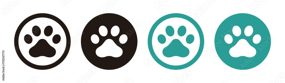 Dog or cat paw vector icon - obrazy, fototapety, plakaty 