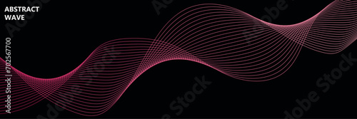 Abstract colorful Red wave line in Dark background modern stream wave background and wave curve lines background. business Illustration pattern of lines .