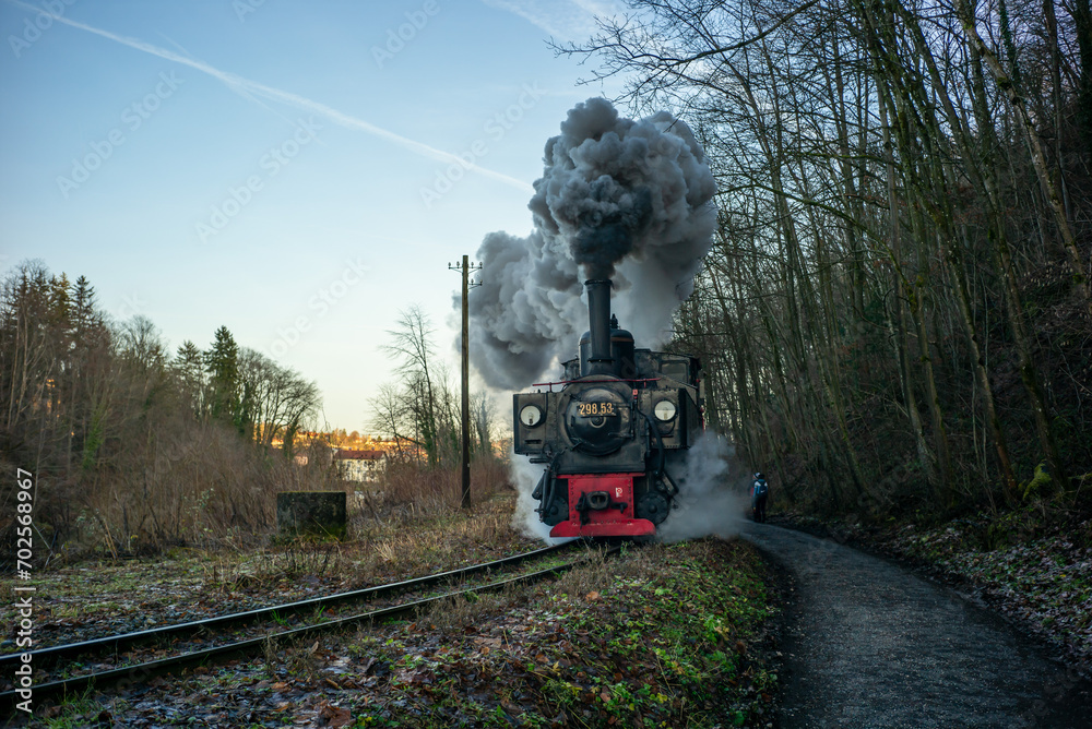 steam of the old museum train stertalbahn in the railway