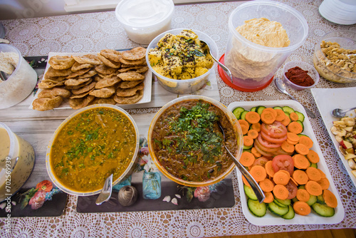 Authentic Indian food and snacks close up