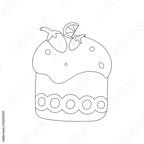 Easter cake isolated on a white background. Doodle vector illustration. Linear sketch.