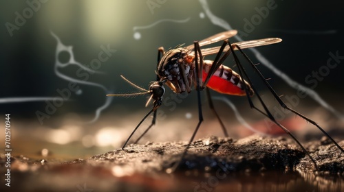 Close up photo of a Mosquito sucking blood from skin