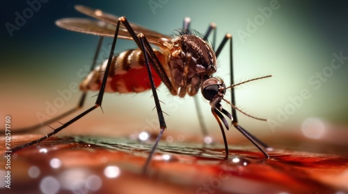 Close up photo of a Mosquito sucking blood from skin © sitifatimah