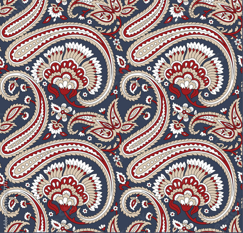 traditional Paisley pattern on grey background