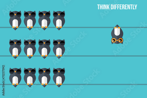 Think differently. Being different, standing out from the crowd. The graphic of owl also represents the concept of individuality , confidence, uniqueness, innovation, creativity.