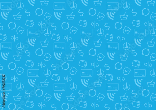 Blue Seamless Pattern For Business and Finance. Business Elements. Bank Elements.