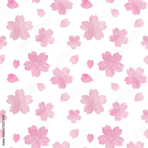 桜の花と花びらのシームレスパターン	
 photo