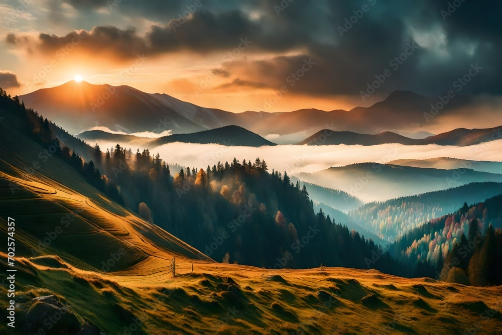 sunset in the mountains