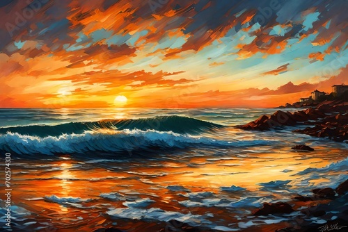sunset over the ocean © zooriii arts