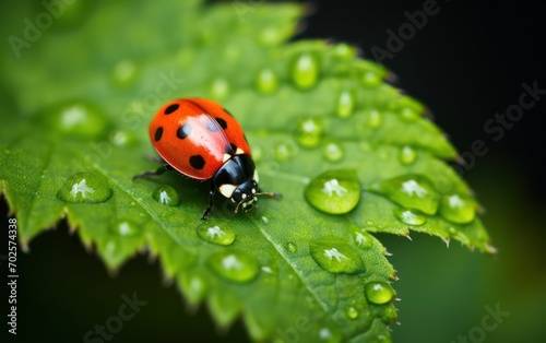 In Depth Perspective  Ladybug Resting on Leaf