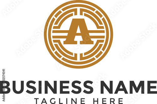 Coin service logo template. Initial letter A logo, icon - Vector Digital money. Block chain, finance symbol. Flat style vector illustration, Logotype financial company, logo vector coins and money