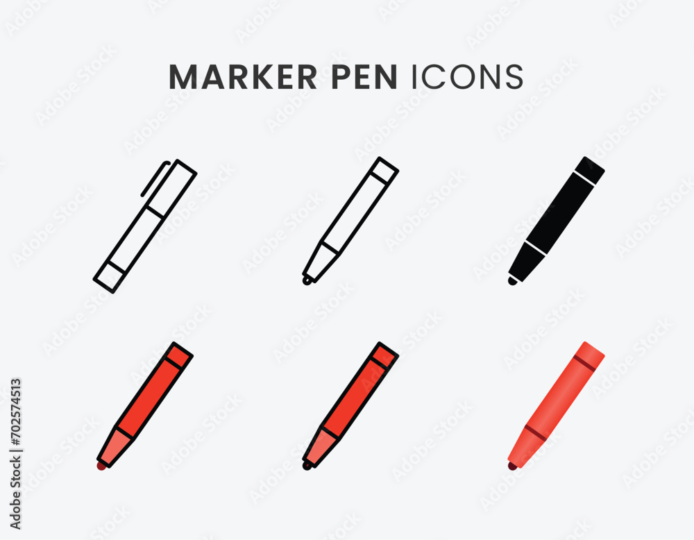 Simple Marker Pen Icons Symbols Vector Art Fill, Gradient, Flat, Line and Linear Fill Icon Design Simple Marker Pen Icons Symbols Vector Art Fill, Gradient, Flat, Line and Linear Fill Icon Design