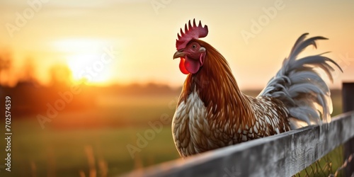 Rooster captured in the morning photo