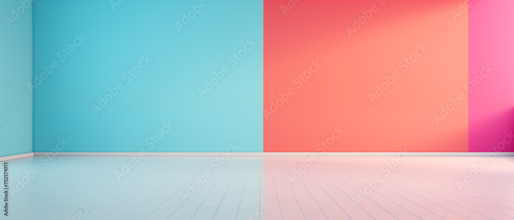 Fototapeta premium Modern Pastel Room - Blue and Pink Interior 