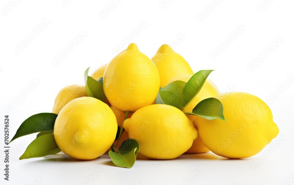 bunch of fresh lemon isolated on white background