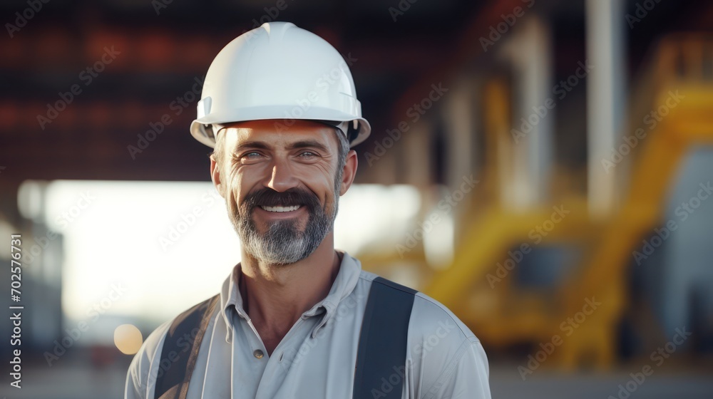 Portrait of Smiling Professional Engineer Wearing Safety Uniform and Hard Hat Portrait of Smiling Professional Engineer Wearing Safety Uniform and Hard Hat