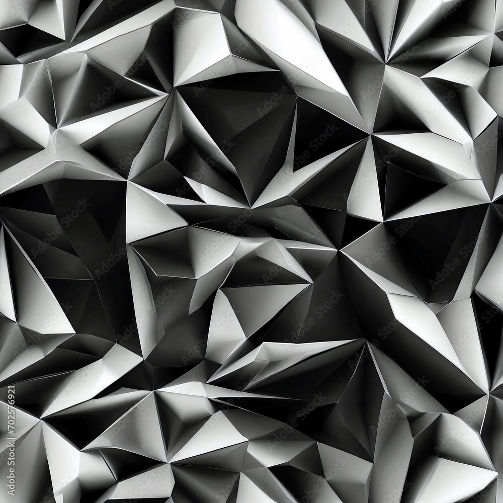 Obraz premium Geometric Abstraction: A visually arresting, high-contrast geometric pattern composed of multifaceted shapes and shadows, creating a modern and dynamic aesthetic.