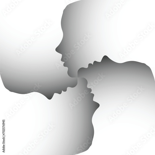 Abstract grey woman heads swirl