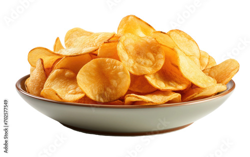 Elevate Your Snacking Experience with a Plateful of Tempting Crisps on a White or Clear Surface PNG Transparent Background