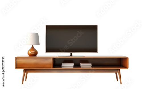 Harmonious Blend of Desk and TV Set for Productivity and Relaxation on a White or Clear Surface PNG Transparent Background