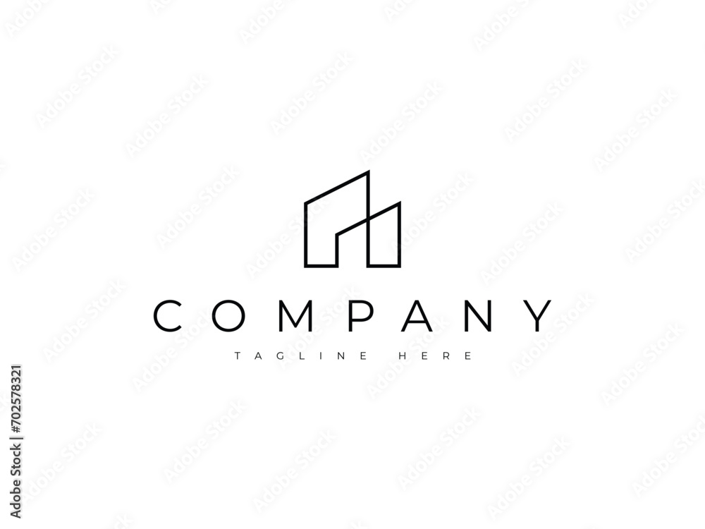 minimal building office line logo design minimal building office line logo design