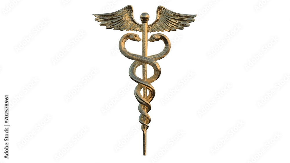 Caduceus Medical symbol 3d isolated rotating on a transparent background Caduceus Medical symbol 3d isolated rotating on a transparent background
