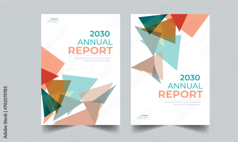 Annual Report Flyer Design Template with polygon design layout 2 style format   