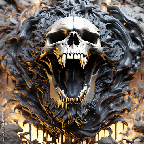 Roar of the Angry Skull 분노한 해골의 포효 Generative AI © 명 무