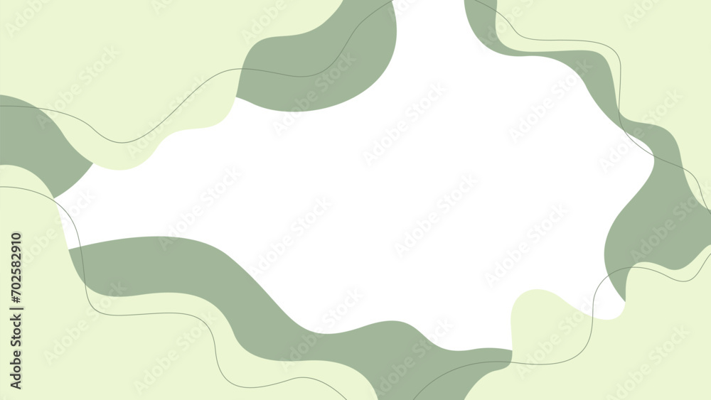 Abstract background with green wavy organic shapes, pastel vector fluid background. Suitable for covers, posters, cards, templates, banners, and others