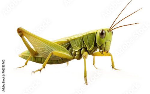 Wildlife Moments with the Timeless Elegance of a Green Grasshopper on a White or Clear Surface PNG Transparent Background © Usama