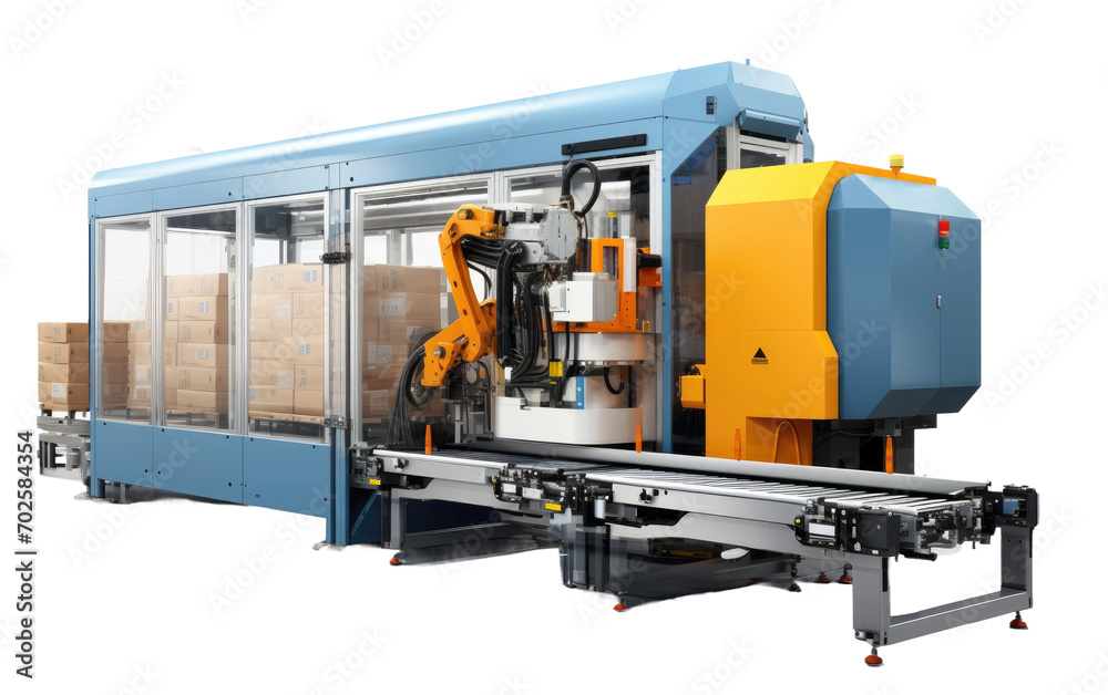 Revolutionize Your Packaging Line with an Automated System and Robotic Precision on a White or Clear Surface PNG Transparent Background Revolutionize Your Packaging Line with an Automated System and Robotic Precision on a White or Clear Surface PNG Transparent Background