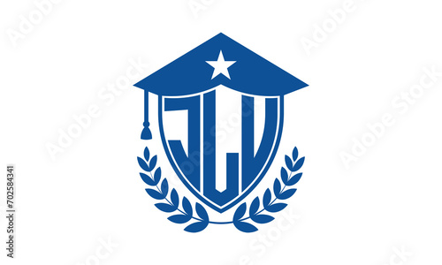 JLU three letter iconic academic logo design vector template. monogram, abstract, school, college, university, graduation cap symbol logo, shield, model, institute, educational, coaching canter, tech