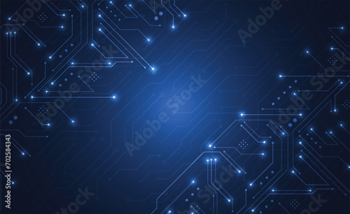 Abstract background with technology circuit board texture. Electronic motherboard illustration. Communication and engineering concept. Vector illustration