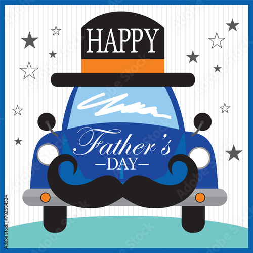 happyfathe's day wth car, hat and mutache