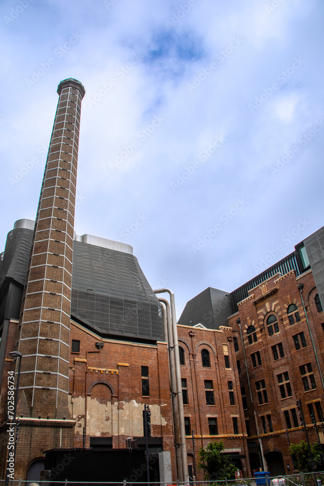 The tall brick chimney from Brewery Yard Building in Sydney Australia. 