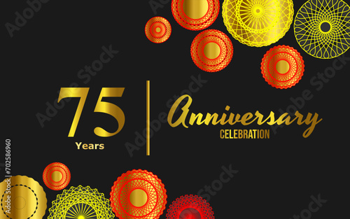 75 years anniversary celebration. Vector design template. golden vector design for celebration invitation or greeting card.