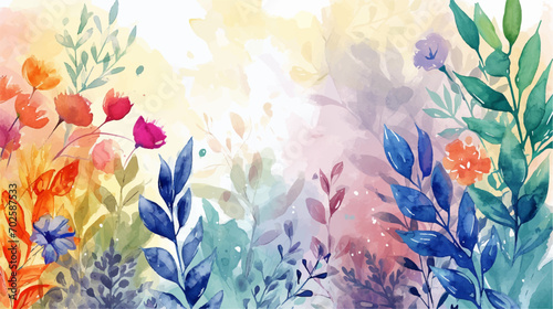Watercolor floral background. Hand painted watercolor flowers. Hand drawn vector art. © Imam Lutfi