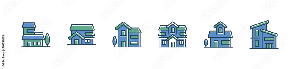 set of villa buildings real estate icon vector business resort accommodation property symbol illustration set of villa buildings real estate icon vector business resort accommodation property symbol illustration