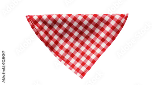 Red checkered napkin front view isolated on white background. 