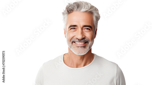 Portrait of smiling mature man standing isolated on white background