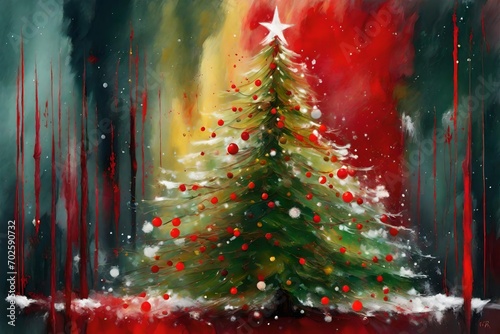 christmas tree with red background