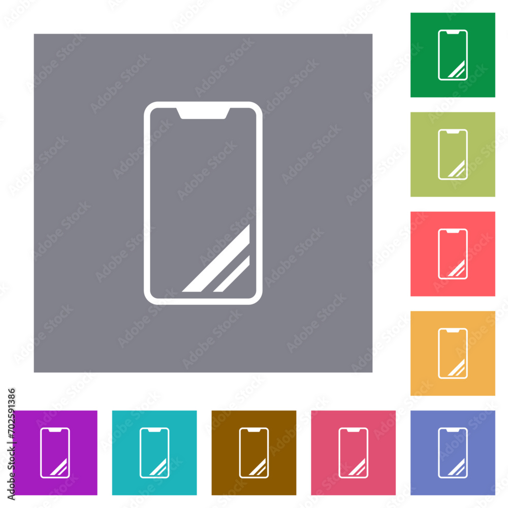 Modern smartphone with glossy display square flat icons Modern smartphone with glossy display square flat icons