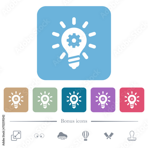 Innovation solid flat icons on color rounded square backgrounds